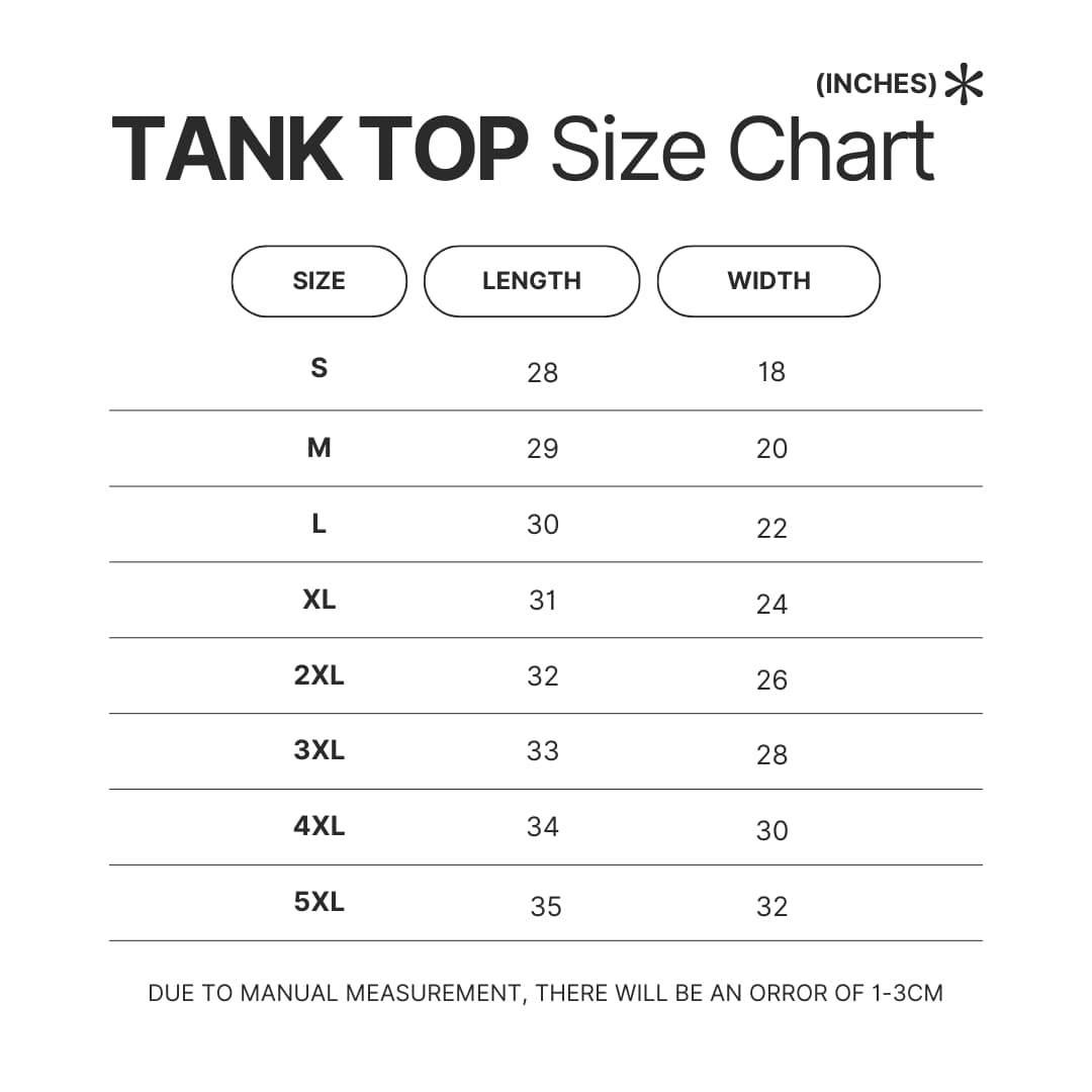 Tank Top Size Chart - Fruits Basket Store