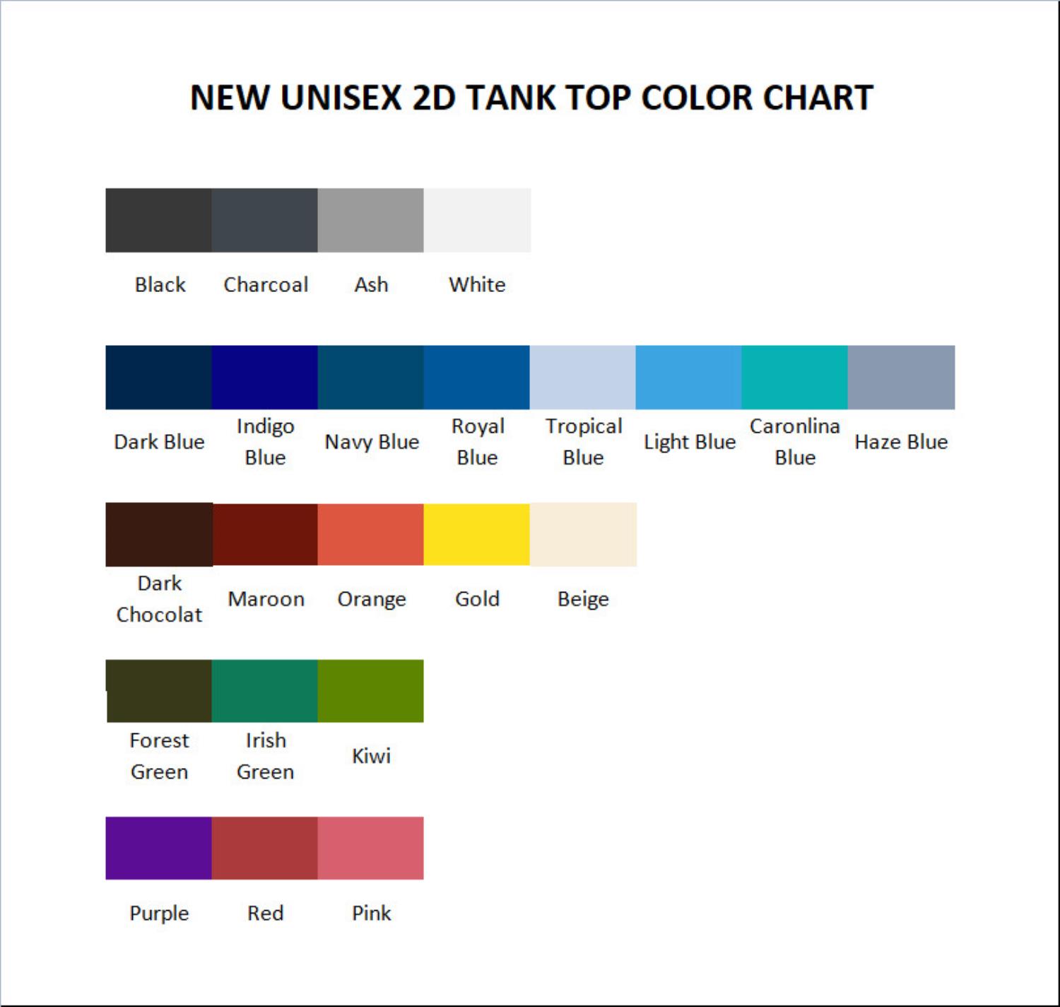 tank top color chart - Fruits Basket Store